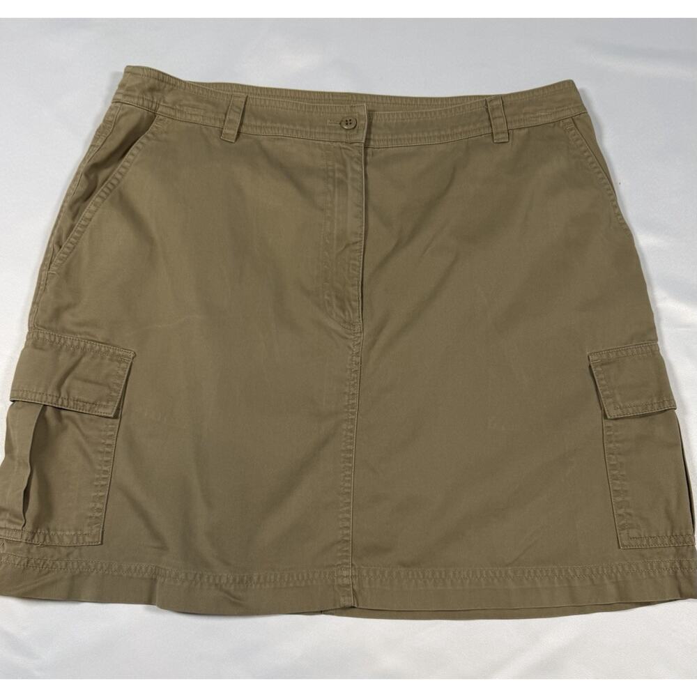 Ralph Laurent Khaki Cargo Skirt Women Size 14 Cotton Utility Pocket Casual
